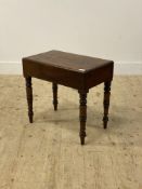 A Victorian mahogany commode, the lift off top with ceramic liner behind, raised on ring turned