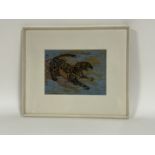 F.Barron, A Study of a leopard, mixed media on paper, signed bottom right, dated ’71, framed. (