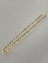 An 18ct gold flat curb double oval chain link necklace with lobster claw fastening, no signs of