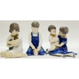 A group of three ceramic figural groups comprising a Royal Copenhagen mother and child (h- 12cm,