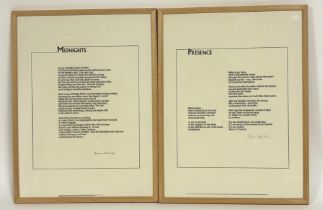 A collection of Poem-Of-The Month framed works comprising, Anthony Thwaite, Alan Rose, Norman