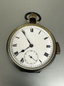A late 19thc/early 20thc gunmetal blackened brass open face minute repeater pocket watch with enamel
