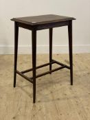 An early 20th century oak occasional table, the top with moulded edge raised on square tapered and