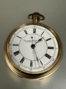 A Lancashire Watch Co Ltd London and Prescot gold plated metal open face pocket watch with enamel