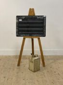 A Vintage blackboard standing on a folding beech 'A' frame easel, together with a 1950's Valor