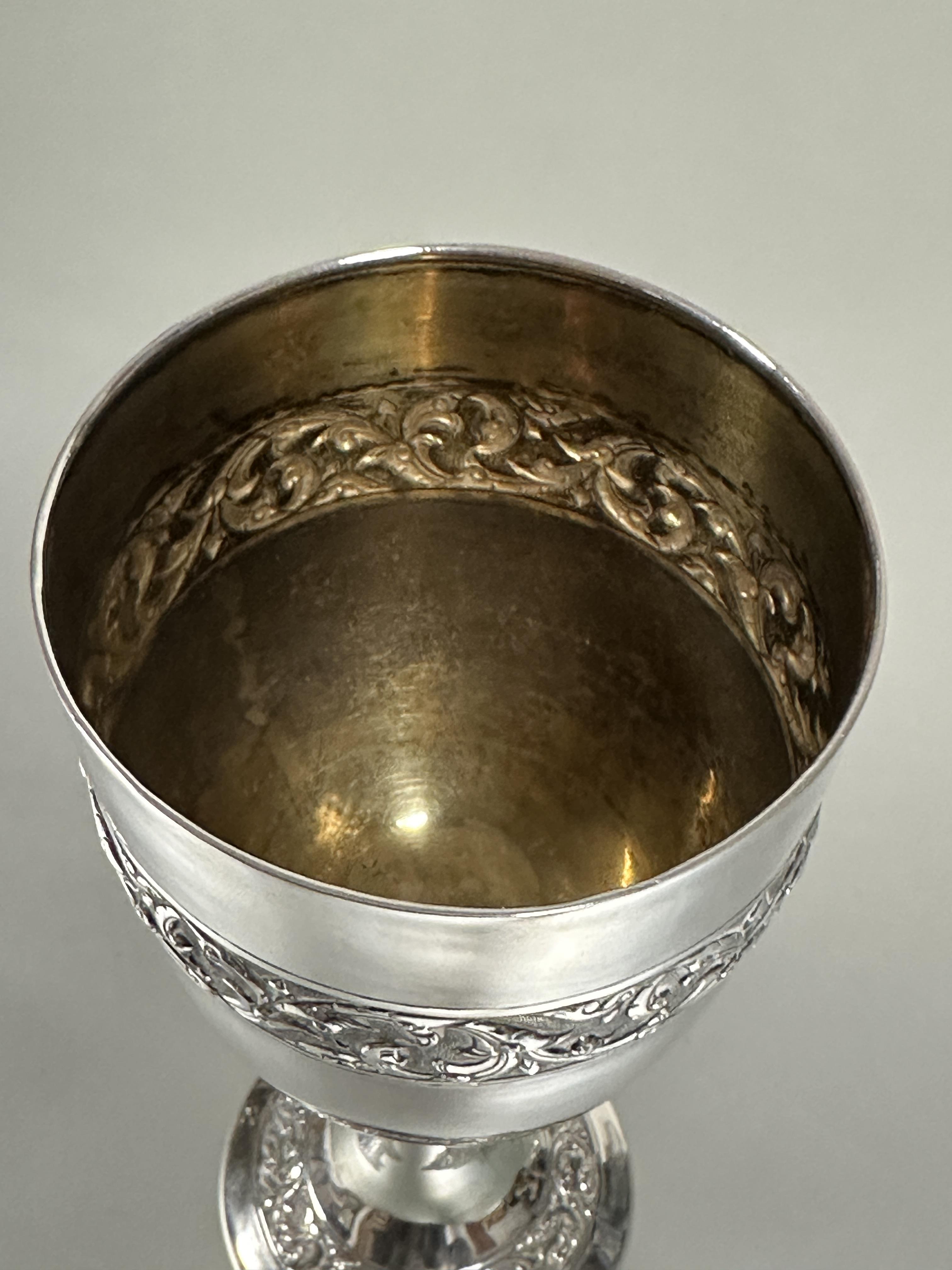 A Siam sterling silver weighted base goblet with chased scrolling leaf banded design and tapered - Image 3 of 4