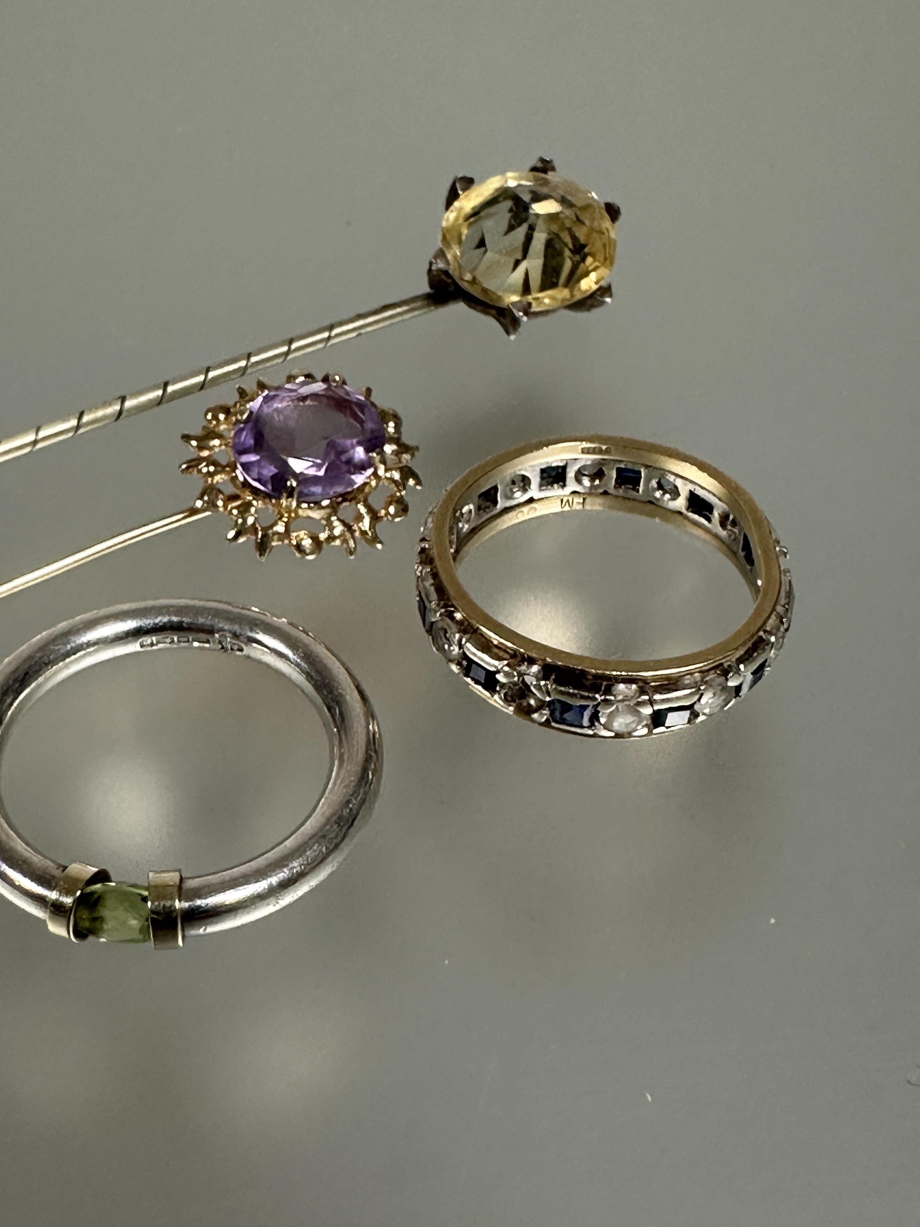 A 9ct gold stick pin set oval faceted amethyst in claw setting, approximately 2ct, a reverse set - Image 3 of 3