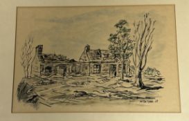 McIntyre, Derelict Croft house pen and ink and wash paper, signed and dated 69 bottom right in a