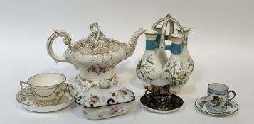 A collection of various wares comprising, a Crown Staffordshire Eggshell Demi cup and saucer with