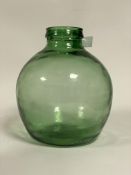 A green glass demijohn / carboy style vase. H35cm.