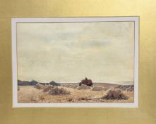 David.A.Baxter (British 1876-1954), Hayfield landscape with cart to background, watercolour, signed,