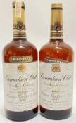 Two 1.13 litre bottles of Canadian Club whisky (1972, 1978 tax labels)