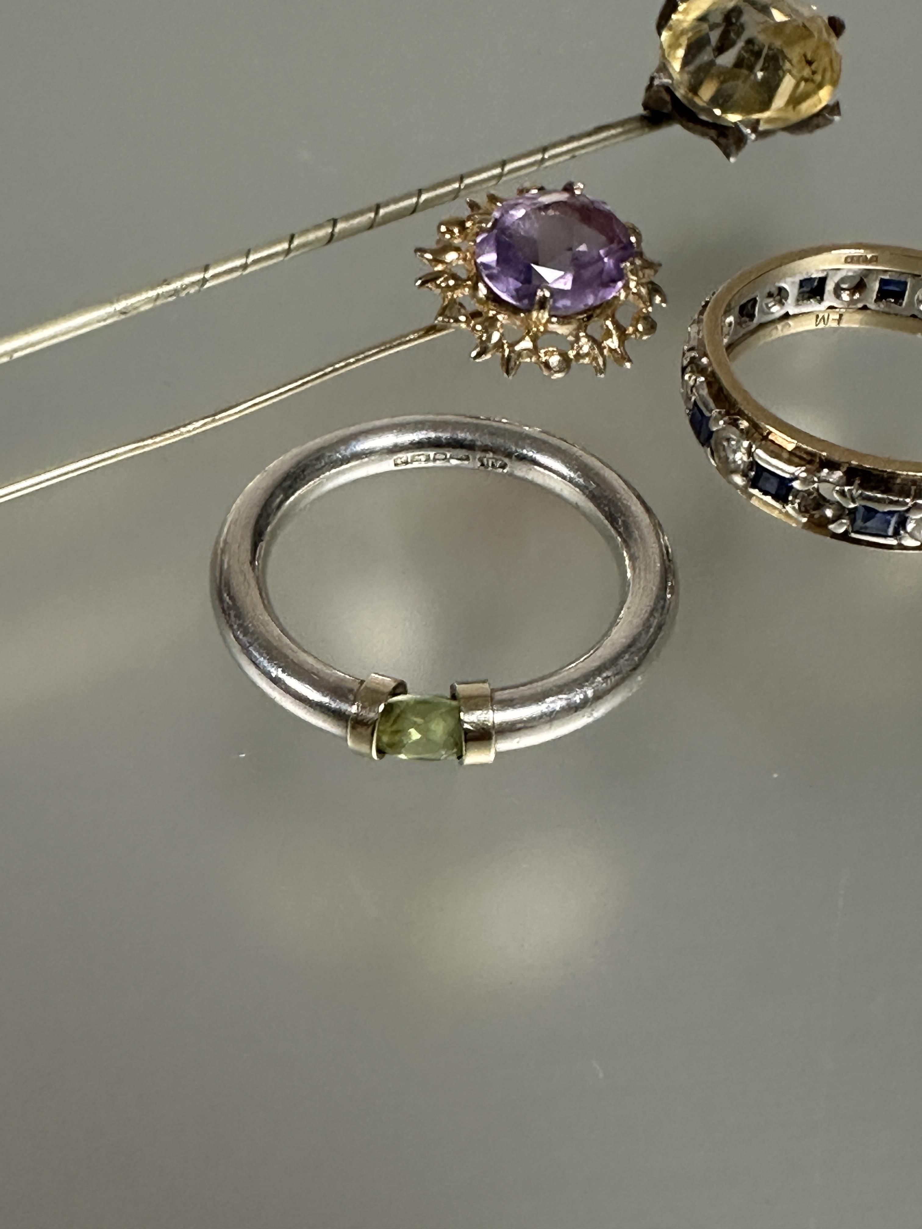 A 9ct gold stick pin set oval faceted amethyst in claw setting, approximately 2ct, a reverse set - Image 2 of 3