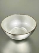A Danish sterling silver bowl by A Michelsen of Copenhagen with pearlised enamel interior no signs