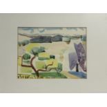 Property of the Late Countess Haig: J.V. Doym?, an abstract farmland view, watercolour, signed and