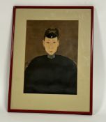 Unknown Artist, A 19thc Portrait of a Chinese Imperial Court print on fabric, unsigned, framed. (