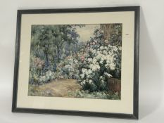 Mary F. Davidson (Scottish), A floral country path, watercolour, signed bottom left, framed. (