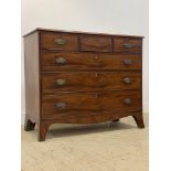 A Georgian Scottish mahogany chest, fitted with three short and three long graduated drawers,