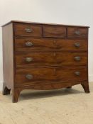 A Georgian Scottish mahogany chest, fitted with three short and three long graduated drawers,