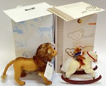 A Steiff mohair limited edition Teddy bear with rocking horse (Teddybar mit Schaukelpferd) with