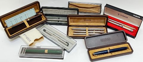 A Parker 180 Laque Ballpoint pen with original box, insert and certificate, together nine other pens