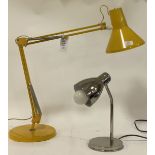 A vintage Danish 'HCF' yellow angle-poise type lamp on weighted base (untested, a/f) together with