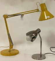 A vintage Danish 'HCF' yellow angle-poise type lamp on weighted base (untested, a/f) together with
