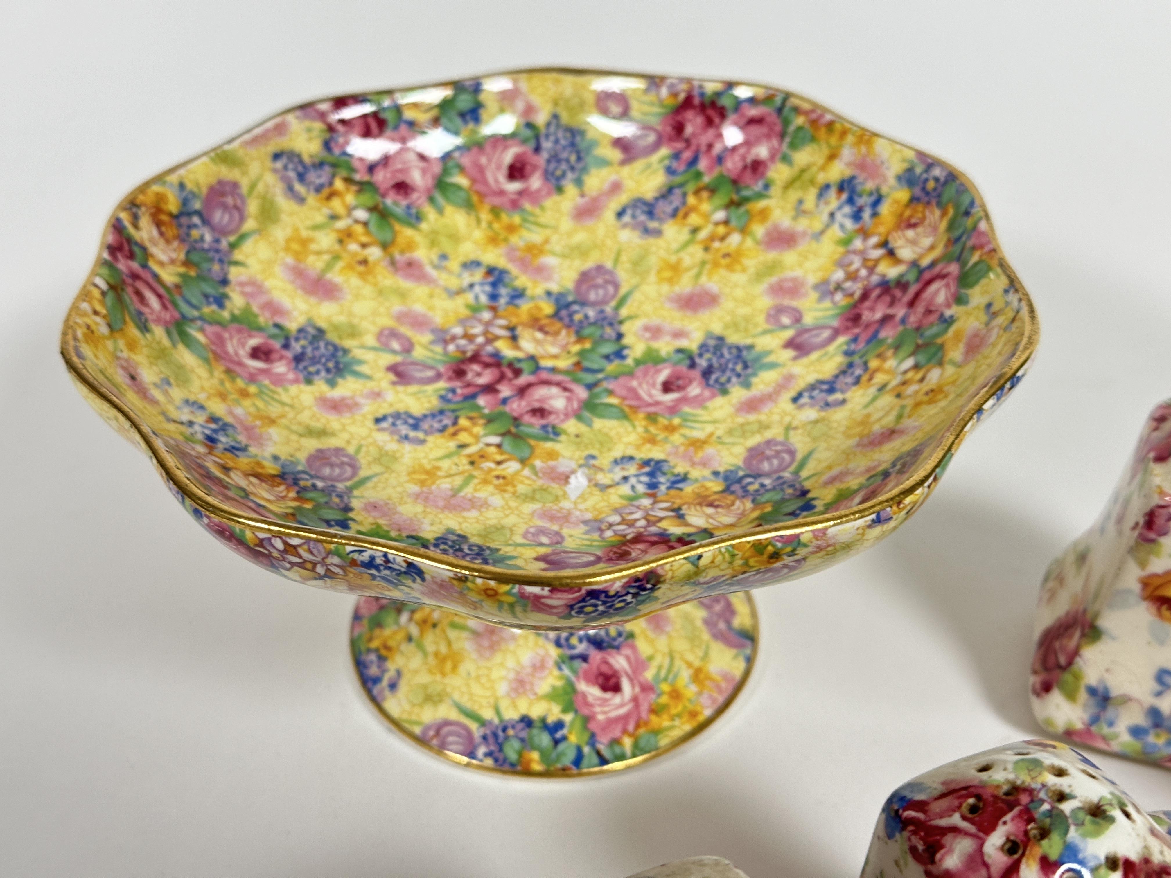 A Royal Winton Welbeck pattern Chintz ware comport shows no signs of damage or repairs H x 8.5cm D - Bild 3 aus 5