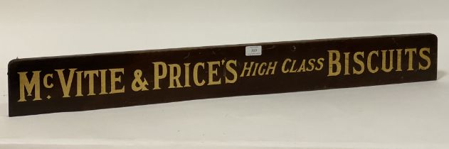 A McVities & Prices High Class Biscuits advertising sign, early 20th century, the mahogany board