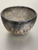 A Eddie Thompson Gatehouse Rodil Pottery Isle of Harris stoneware bowl with incised brushed bark