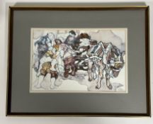 Anda Paterson RSW RGI (Scottish 1935-2022), Horse and Cart being loaded by people, watercolour and