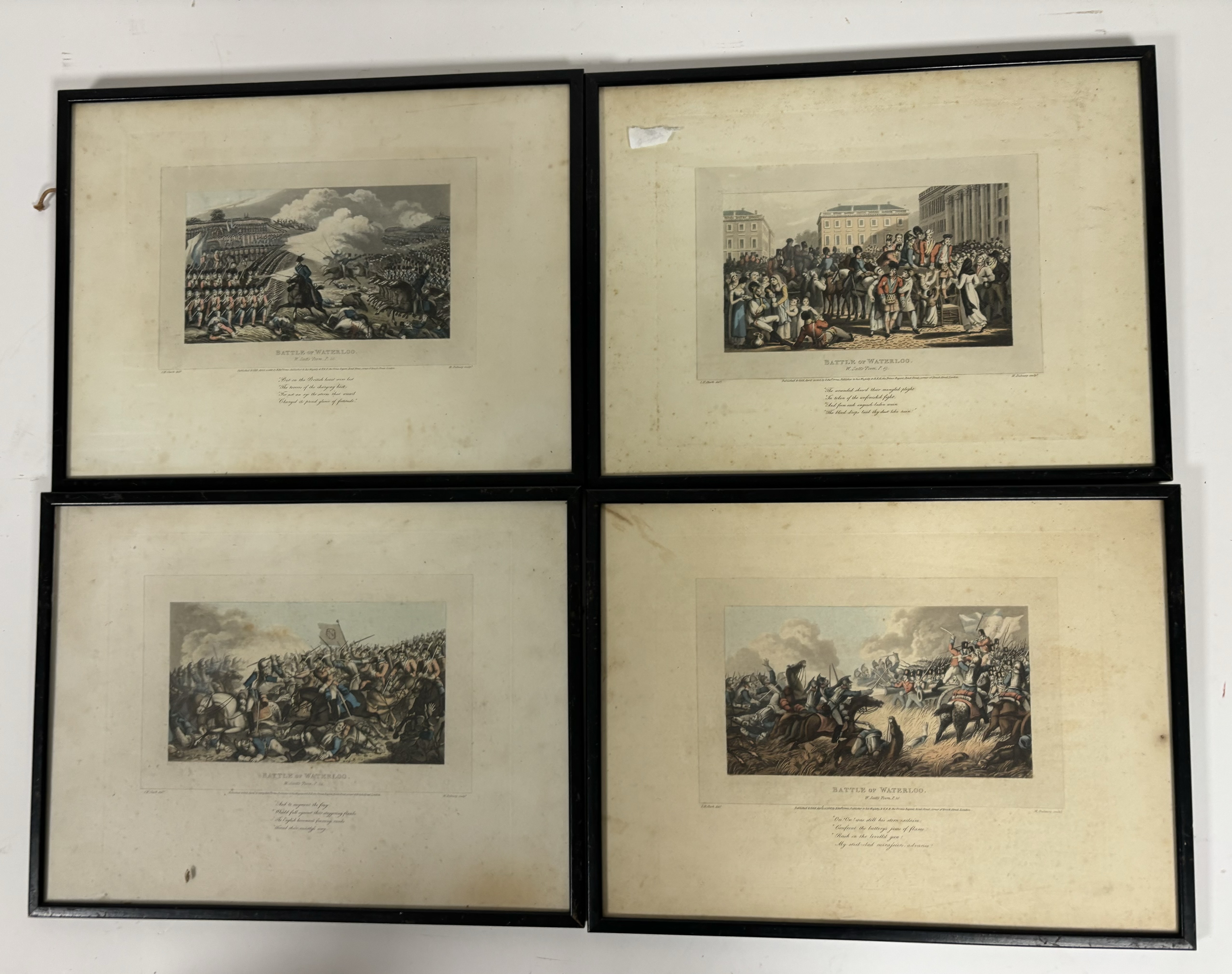A collection of eight framed "Battle of Waterloo" by R.Westall? coloured engravings, published 1816, - Image 2 of 2