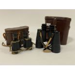 Carl Zeiss, Jenoptem 7x50w binoculars in leather case and a pair of WW2 British37  Taylor Hobson