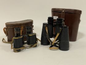 Carl Zeiss, Jenoptem 7x50w binoculars in leather case and a pair of WW2 British37  Taylor Hobson