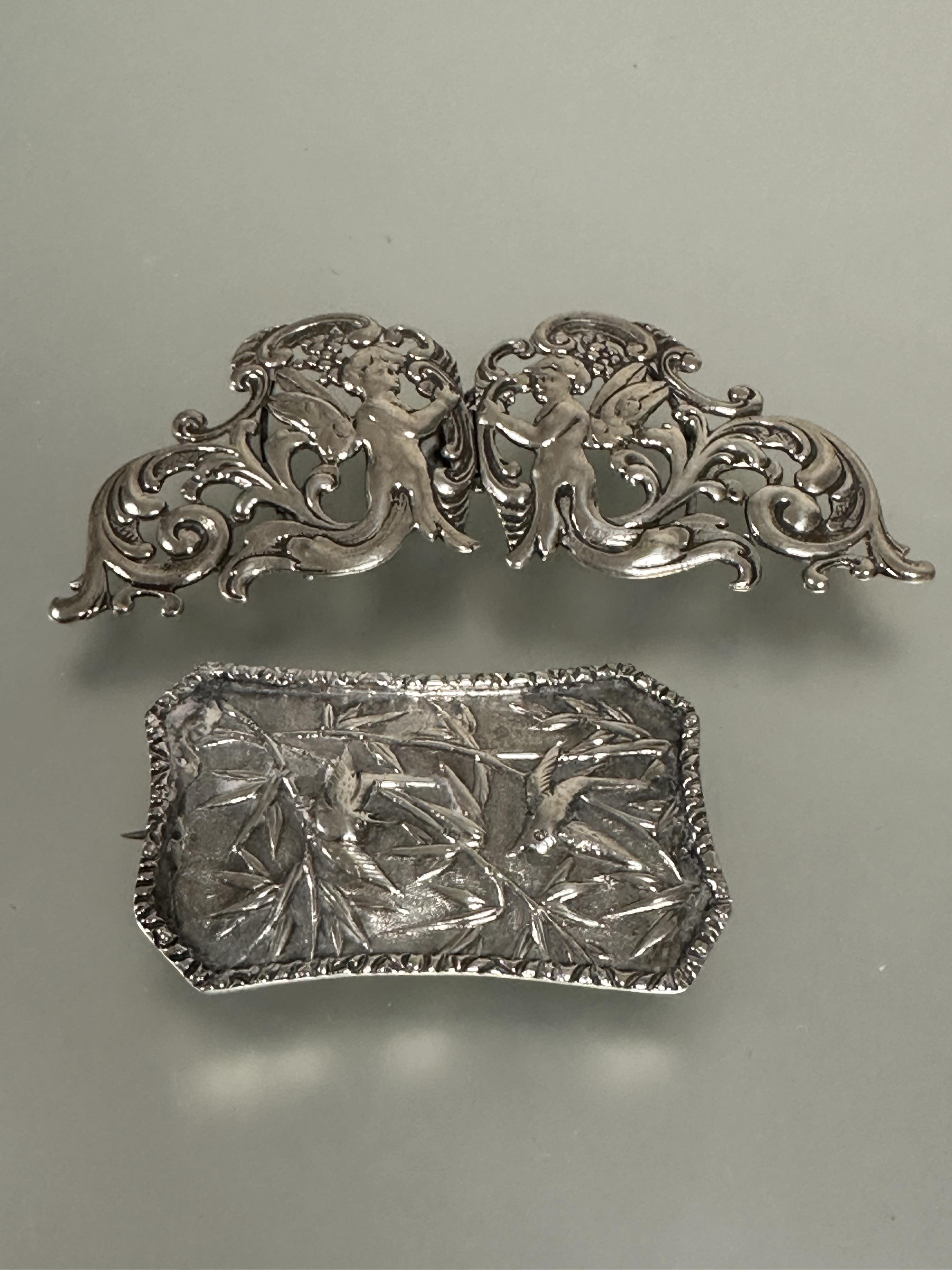 A collection of belt buckles to include a Eastern twin section buckle with seated holy men figures - Image 4 of 7