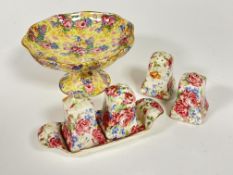 A Royal Winton Welbeck pattern Chintz ware comport shows no signs of damage or repairs H x 8.5cm D