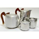 A Newmaid (early Picquot Ware) aluminium and sycamore part tea and coffee set comprising a teapot,