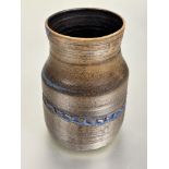 A Eddie Thompson Gatehouse Rodil Pottery Isle  of Harris tapered stone ware vase with brown shaded