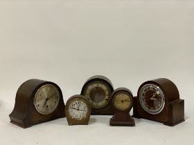 A collection of five early to mid 20th century mantel clocks, (untested) (5)