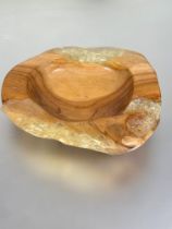 A Libra Interiors pine and resin free form fruit bowl paper label verso H x 7cm L x 32cm W x 27cm