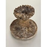 A Eddie Thomson Gatehouse Rodil Pottery Isle of Harris candle stick of flared fungi design with