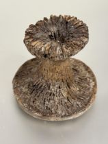 A Eddie Thomson Gatehouse Rodil Pottery Isle of Harris candle stick of flared fungi design with