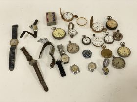 A group of vintage pocket and wristwatches including a 19th century silver gents pocket watch, 2