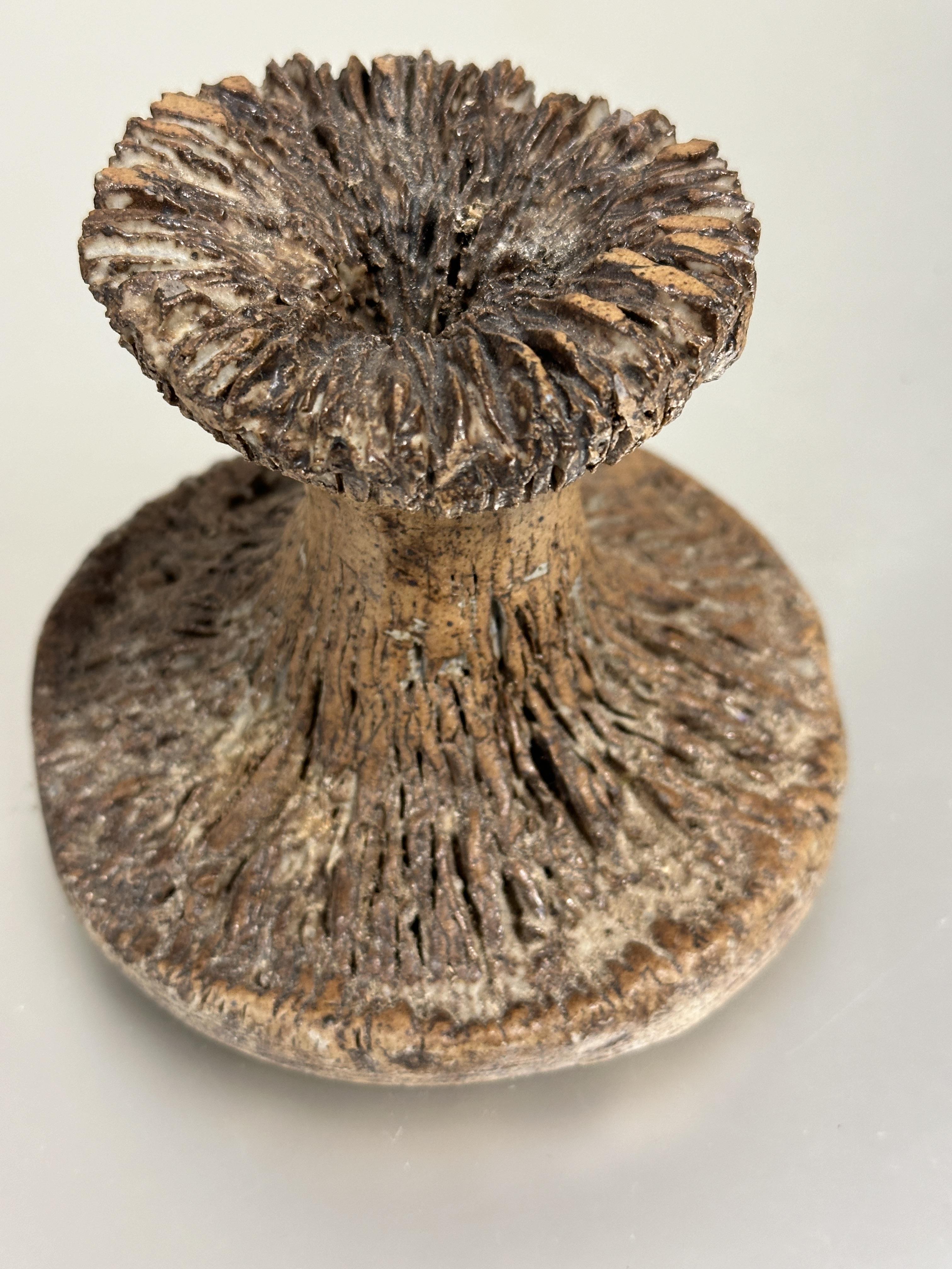 A Eddie Thomson Gatehouse Rodil Pottery Isle of Harris candle stick of flared fungi design with - Image 4 of 4