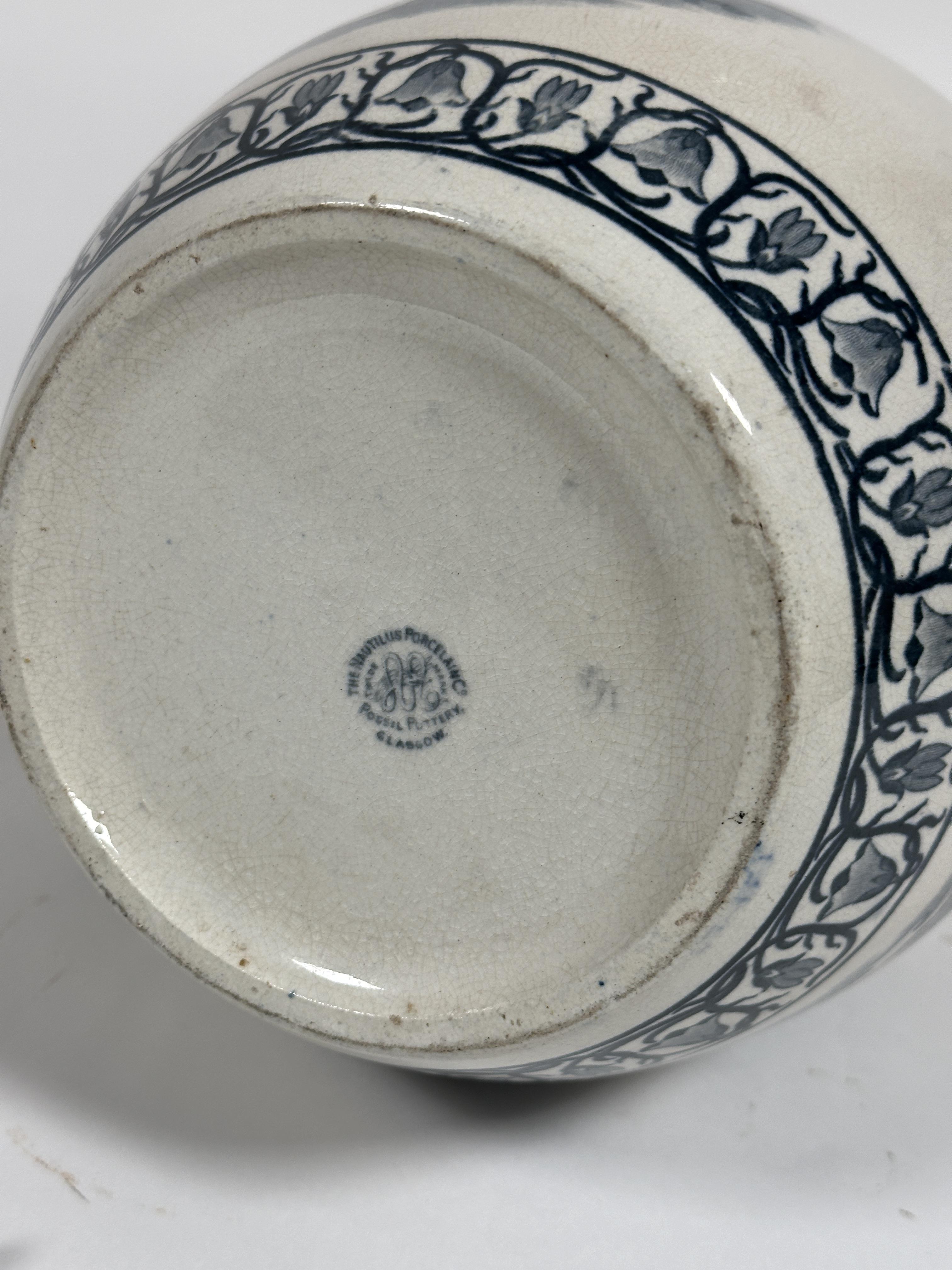 A Edwardian Nautilus Porcelain Co Glasgow Possil Pottery Art Nouveau ewer with out swept rim - Image 5 of 6