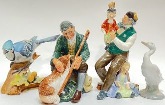 Two Royal Doulton glazed ceramic figures (The Master, and The Puppetmaker, tallest h- 21cm), a