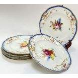 Six nineteenth century gilt-edge Meissen porcelain dishes each with moulded border and polychrome