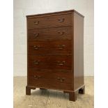 An Edwardian mahogany chest, fitted with five graduated drawers, raised on bracket supports. H116cm,