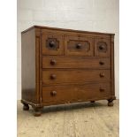 A Scottish Georgian mahogany chest, fitted with three short and three long graduated drawers, raised