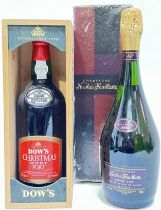 A 750ml bottle of Dow's Christmas Reserve Port, together with a boxed 750ml bottle of Nicolas